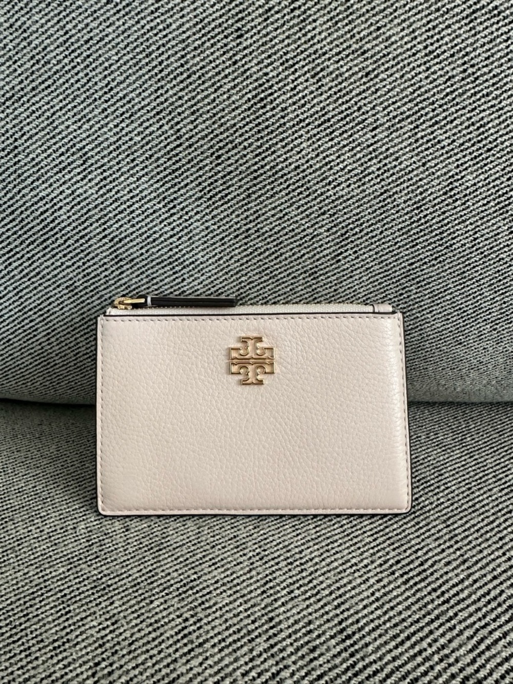 NWT Tory Burch Britten Zip card case Pebbled Leather 141006 pink